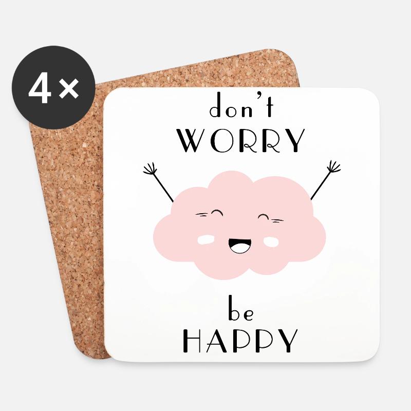 Don't worry be happy - Untersetzer (4er-Set) - Weiß