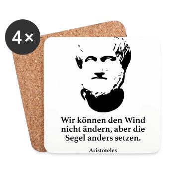 Aristoteles: Wir können den Wind nicht ändern, ab - Untersetzer (4er-Set) - Weiß - Vorne