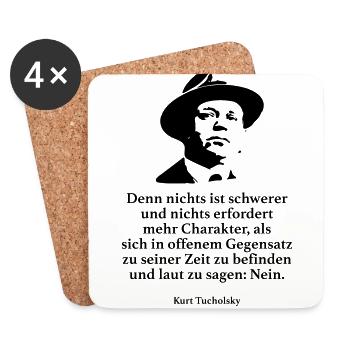 Tucholsky: Denn nichts ist schwerer und nichts er - Untersetzer (4er-Set) - Weiß - Vorne
