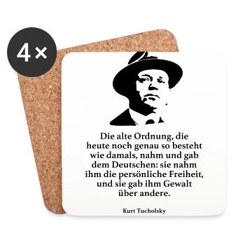 Tucholsky: Die alte Ordnung, die heute noch genau - Untersetzer (4er-Set) - Weiß - Vorne