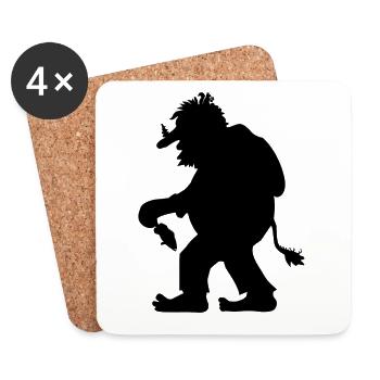 Norwegischer Troll | Trollfigur mit Tannenbaum - Untersetzer (4er-Set) - Weiß - Vorne