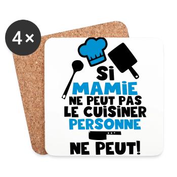 si mamie ne peut pas - Dessous de verre (lot de 4) - blanc - Devant