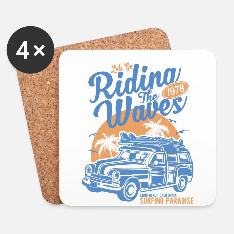Riding The Waves - Untersetzer (4er-Set) - Weiß