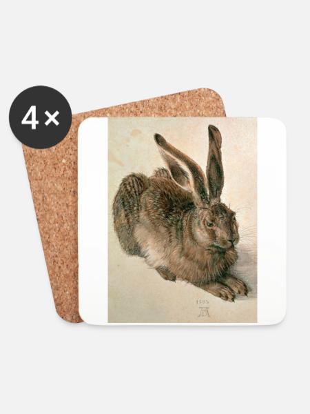 Feldhase von Albrecht Dürer - Untersetzer (4er-Set) - Weiß