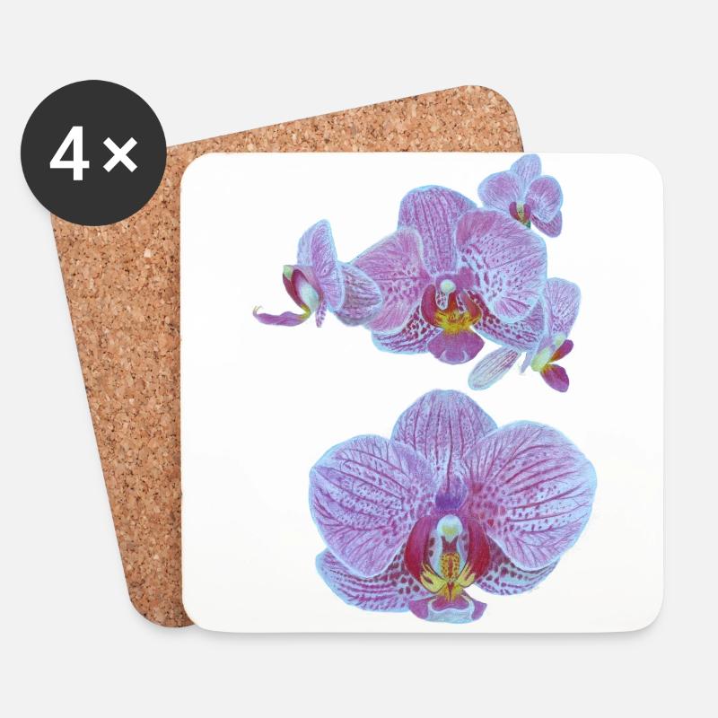 Orchideenblüten - Untersetzer (4er-Set) - Weiß