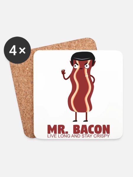 Mr.Bacon - Live long and stay crispy - Untersetzer (4er-Set) - Weiß