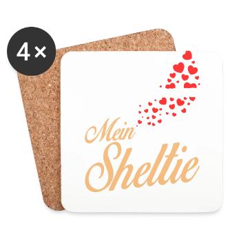 Sheltie - Mein - Untersetzer (4er-Set) - Weiß - Vorne