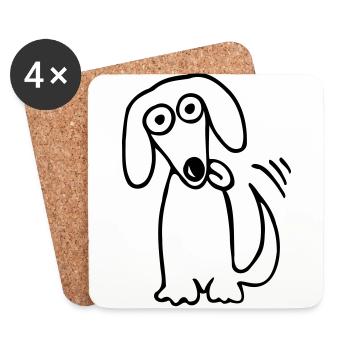lustiger süßer Hund Dackel Comic Cartoon Hunde Fun - Untersetzer (4er-Set) - Weiß - Vorne