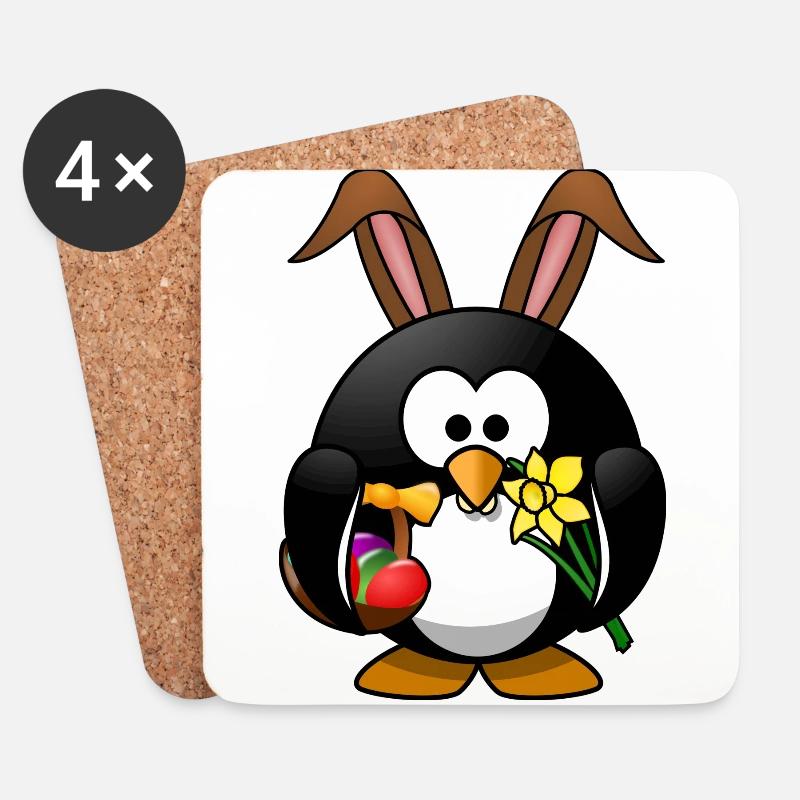 Ostern Pinguin - Untersetzer (4er-Set) - Weiß
