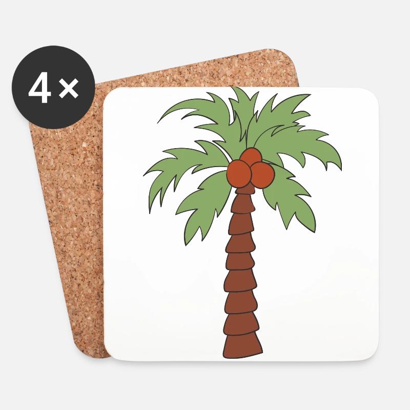 Palme - Untersetzer (4er-Set) - Weiß