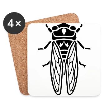 Cicada - insectes - Dessous de verre (lot de 4) - blanc - Devant