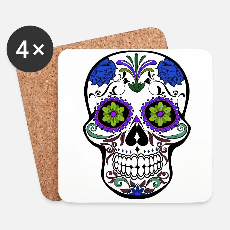 mexikanischer Schädel - Untersetzer (4er-Set) - Weiß