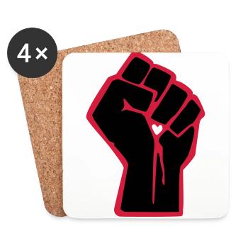 Fist avec le coeur - Dessous de verre (lot de 4) - blanc - Devant