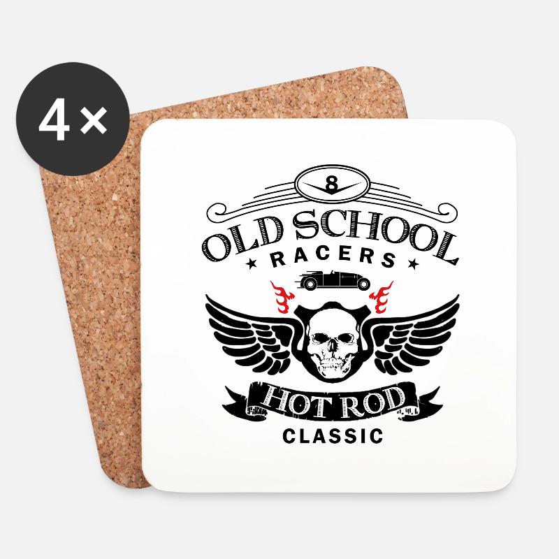 Oldschool Hot Rod Racing - Untersetzer (4er-Set) - Weiß