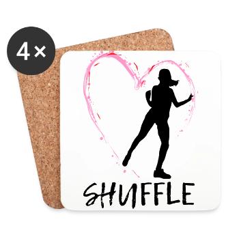 Liebe Shuffle Tanz - rosa Herz mit Tänzerin - Untersetzer (4er-Set) - Weiß - Vorne