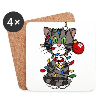 Christmascat - Coasters (set of 4) - white - Front
