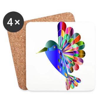 Colibri mosaïque colorée cadeau idée cadeau - Dessous de verre (lot de 4) - blanc - Devant