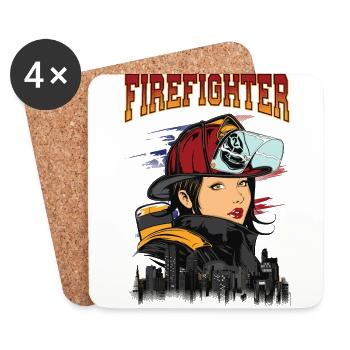 SCHÖNE FEUERWEHRFRAU - Sexy Feuerwehr Geschenk - Untersetzer (4er-Set) - Weiß - Vorne