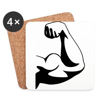 Bodybuilder Arm - Untersetzer (4er-Set) - Weiß - Vorne