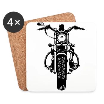 Chopper / motorcycle 07_black - Coasters (set of 4) - white - Front