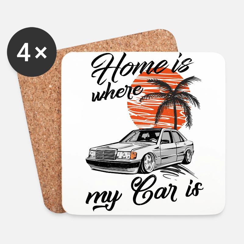 home is where my car is W201 190E - Untersetzer (4er-Set) - Weiß