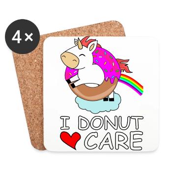 Je Donut soin arc licorne joli coeur doux - Dessous de verre (lot de 4) - blanc - Devant