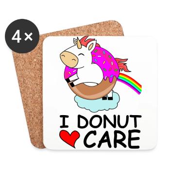 Je Donut soin arc licorne joli coeur doux - Dessous de verre (lot de 4) - blanc - Devant