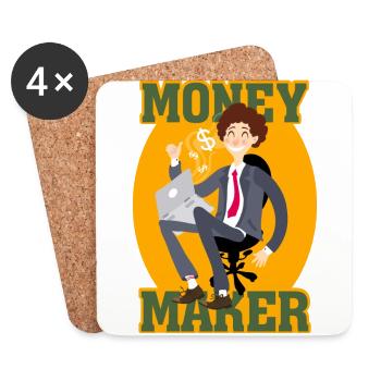 Young business man with laptop and swivel chair - Coasters (set of 4) - white - Front