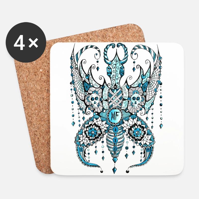 Schmetterling Türkis Lilou - Untersetzer (4er-Set) - Weiß