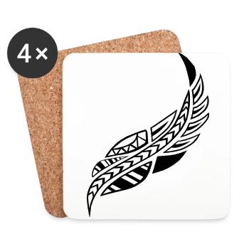 plume tribale - Dessous de verre (lot de 4) - blanc - Devant