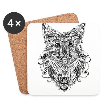 Fox doodle - Coasters (set of 4) - white - Front