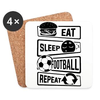 Eat Sleep Football Repeat - Ball Sports Soccer - Coasters (set of 4) - white - Front