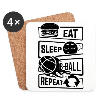 Eat Sleep Basketball Repeat - B-Ball Ball Sports - Coasters (set of 4) - white - Front