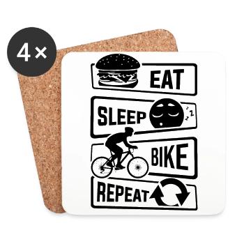 Eat Sleep Bike Repeat - Fahrrad Rennrad Radsport - Untersetzer (4er-Set) - Weiß - Vorne
