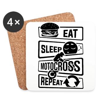 Eat Sleep Motocross Répétition - Motorsport Motorrad - Dessous de verre (lot de 4) - blanc - Devant