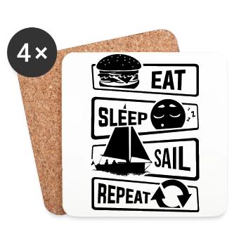 Eat Sleep Sail Repeat - sailing sailboat boat lake - Coasters (set of 4) - white - Front