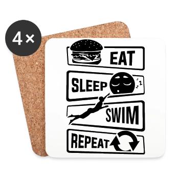 Eat Sleep Swim Repeat - Schwimmen Wassersport Pool - Untersetzer (4er-Set) - Weiß - Vorne