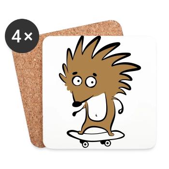 Skate-Igel "Knut H. Heckmann" - Untersetzer (4er-Set) - Weiß - Vorne