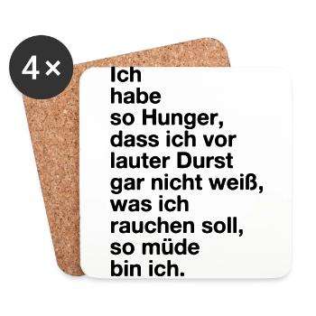 Hunger, Durst, Schmacht, Müde. Mimimi - Untersetzer (4er-Set) - Weiß - Vorne