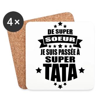 de super soeur je suis passée à super tata - Dessous de verre (lot de 4) - blanc - Devant