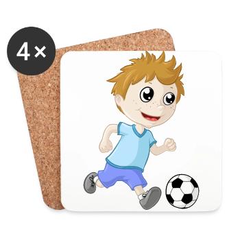 Petit garçon de football - Dessous de verre (lot de 4) - blanc - Devant
