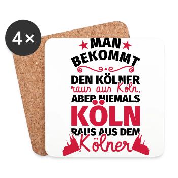 Köln lustige Sprüche Köln Geschenk Kölner - Untersetzer (4er-Set) - Weiß - Vorne