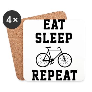Mangez sommeil vélo répétez - VTT - Dessous de verre (lot de 4) - blanc - Devant