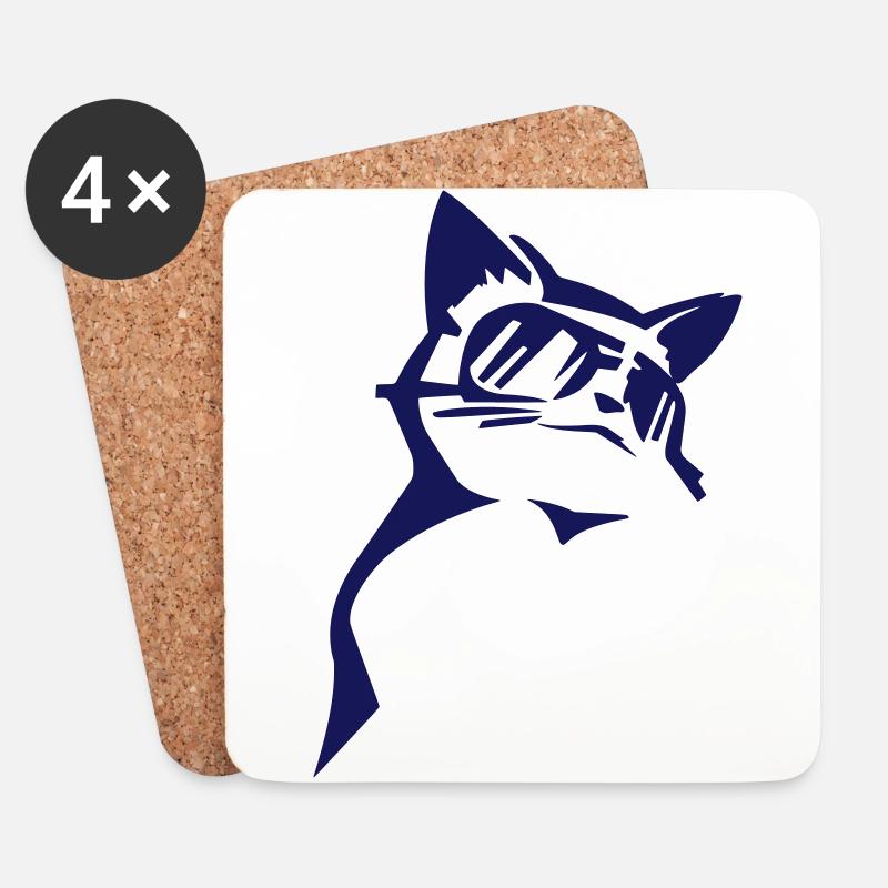 Mode-Katze von Custom - Untersetzer (4er-Set) - Weiß