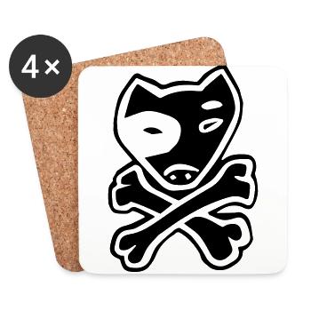 Pitbull chien crâne pirate - Dessous de verre (lot de 4) - blanc - Devant