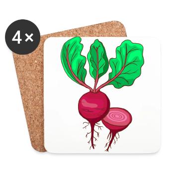 Rote Beete Rübe Bete - Untersetzer (4er-Set) - Weiß - Vorne