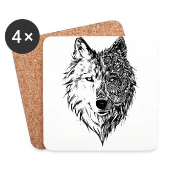 wolf - Coasters (set of 4) - white - Front