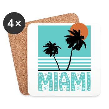 Miami Florida palm trees sun gift idea - Coasters (set of 4) - white - Front