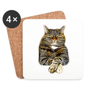 chat chat gxp comme un art de vecteur de patron - Dessous de verre (lot de 4) - blanc - Devant