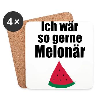 Ich wär so gerne Melonär Baby Geschenk Geburtstag - Untersetzer (4er-Set) - Weiß - Vorne